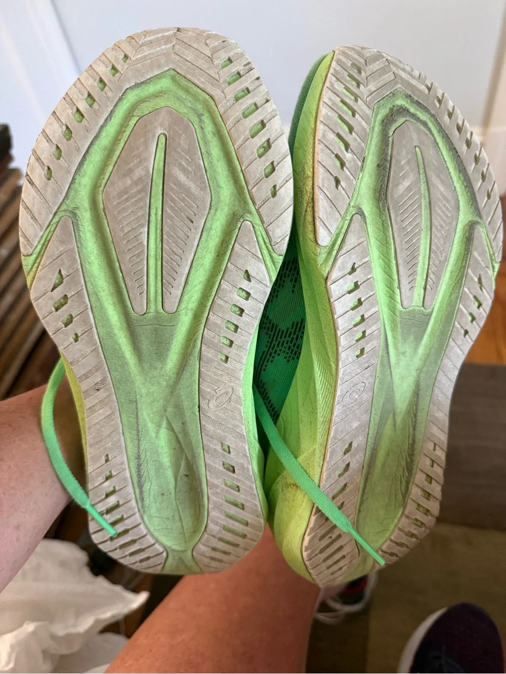Asics women novablast green running shoes 9